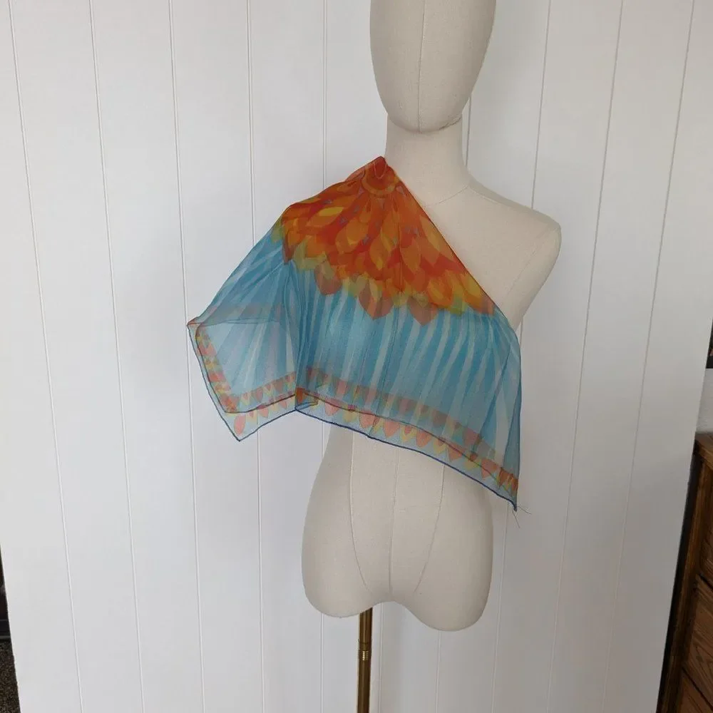 Flower, Sunburst Chiffon Scarf - Beautiful - Sheer - Unique